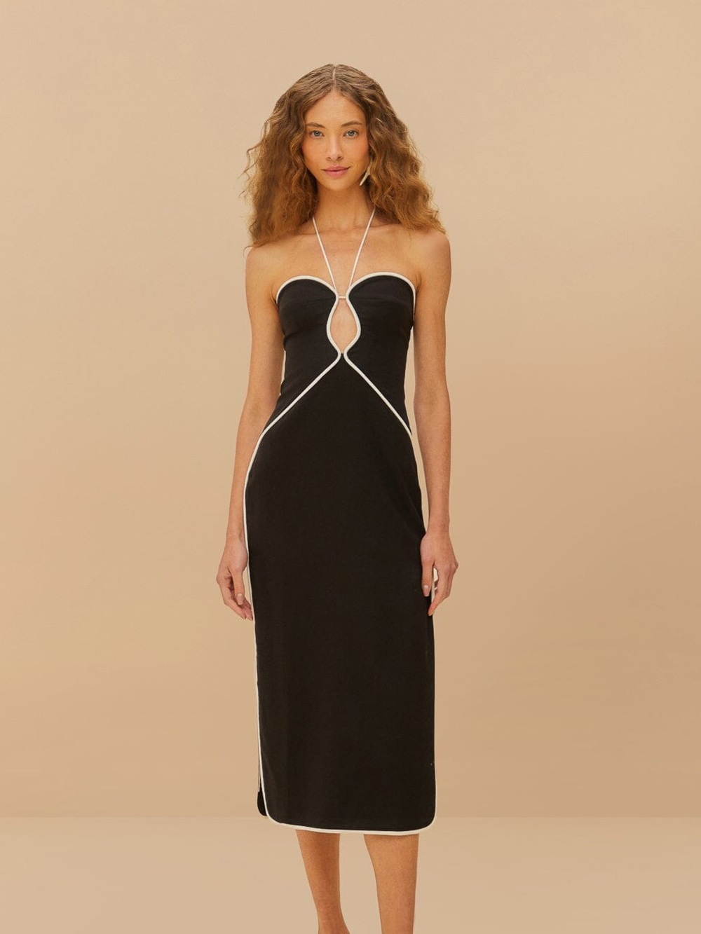 NWOT Farm Rio Black And White Cut-Out Midi Dress